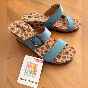 Muk Luks Blue Wedge Sandals